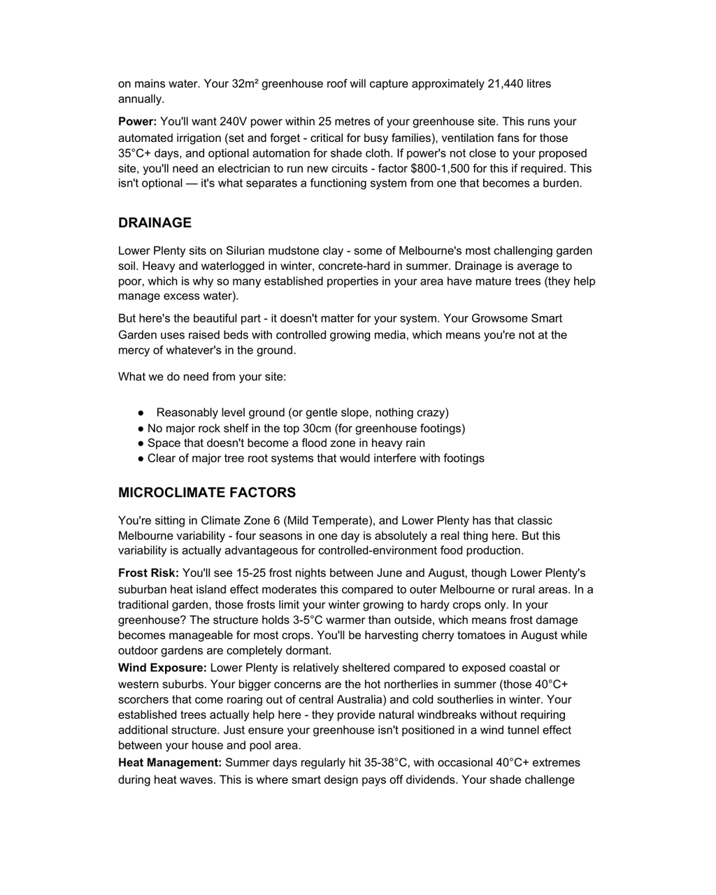 Personalised Site Assessment