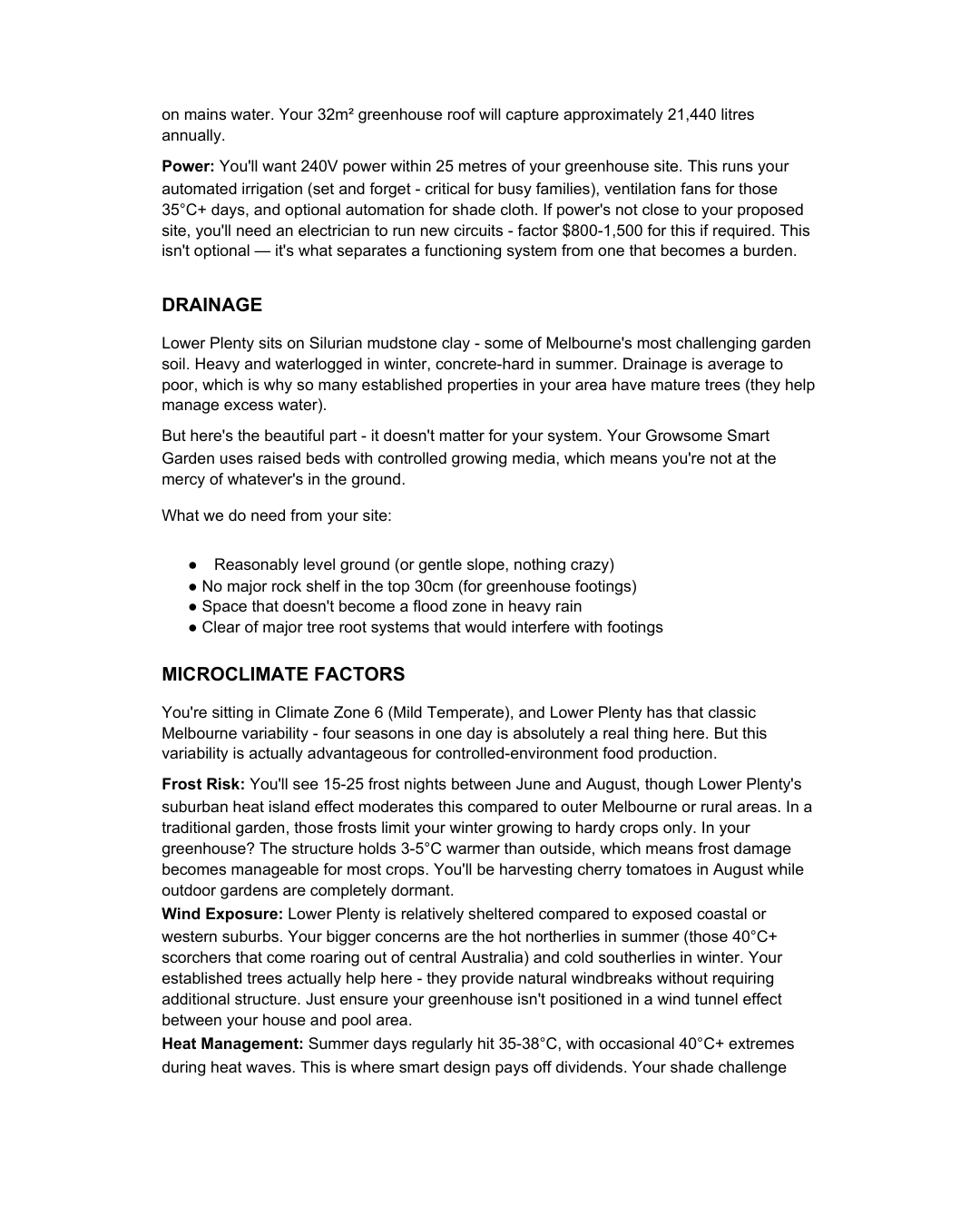 Personalised Site Assessment